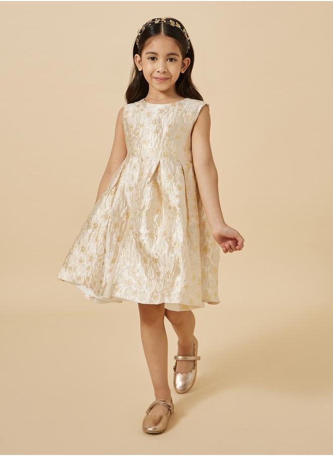 Styli Jacquard Pleated Sleeveless Dress  - Image 1