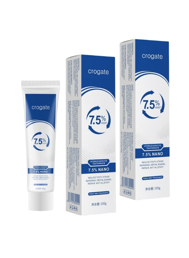 Crogate 2-Pack Crogate Hydroxyapatite Toothpaste 7.5% HPA Fresh Breath 100g*2 - Image 1