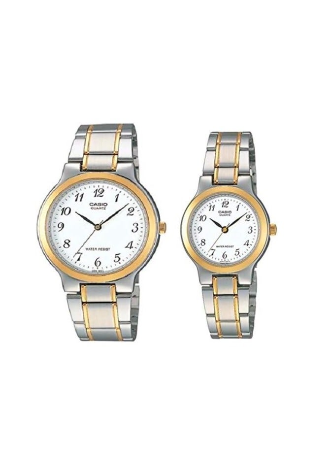 CASIO Stainless Steel Two Tone Band Analog Couple Watch Set MTP/LTP-1131G-7B