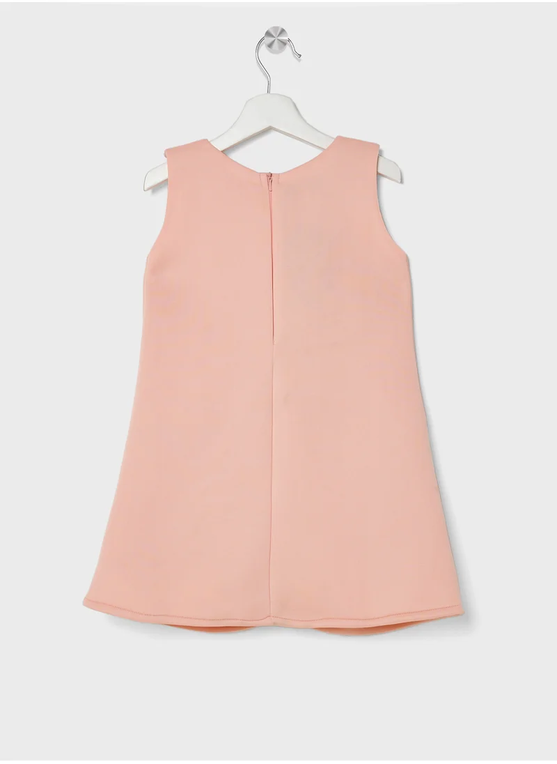 Little Golden Apple Little Cut Sleeves With Bow Design Dress