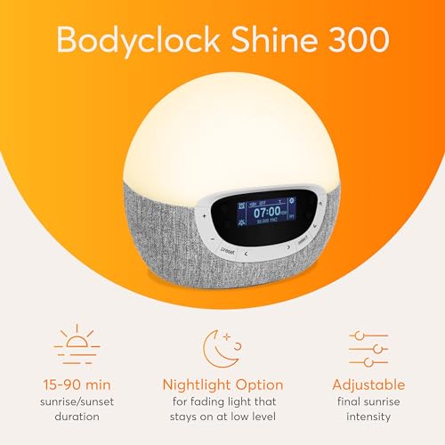 Lumie Bodyclock Shine 300 – Sunrise & Sunset Alarm Clock - Bedside Lamp with Custom Light Duration - Wake-Up, Night & Reading Light - Warm LEDs - Image 2