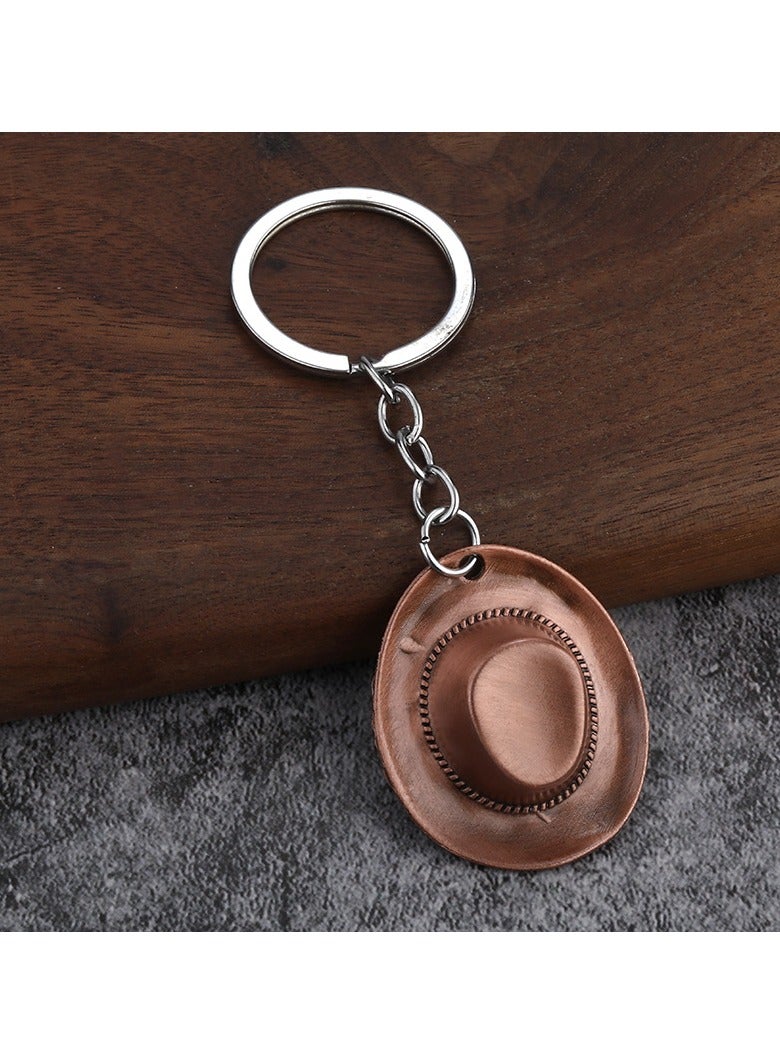 Red Vintage Creative Bronze Hat Keychain