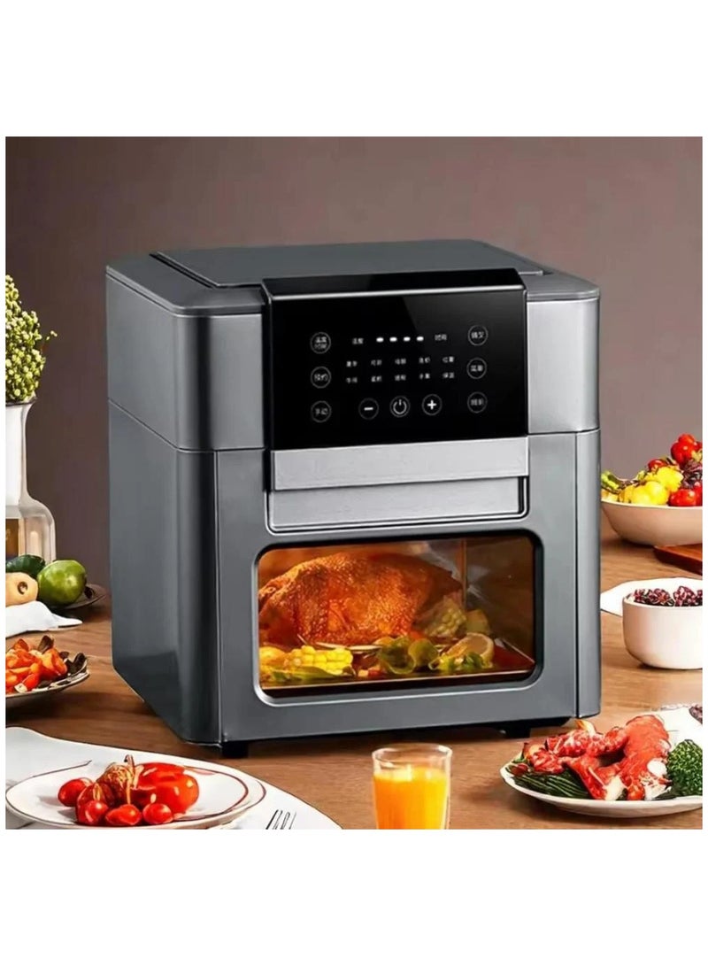 Denx Healthy Air Fryer Without Oil For Fry/Grill/Bake/Roast Capacity 12 Liters Power 1600 Watts - Black Color - Image 1