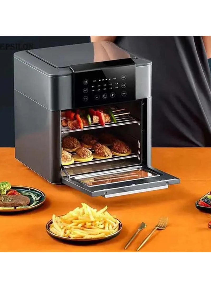 Denx Healthy Air Fryer Without Oil For Fry/Grill/Bake/Roast Capacity 12 Liters Power 1600 Watts - Black Color - Image 2