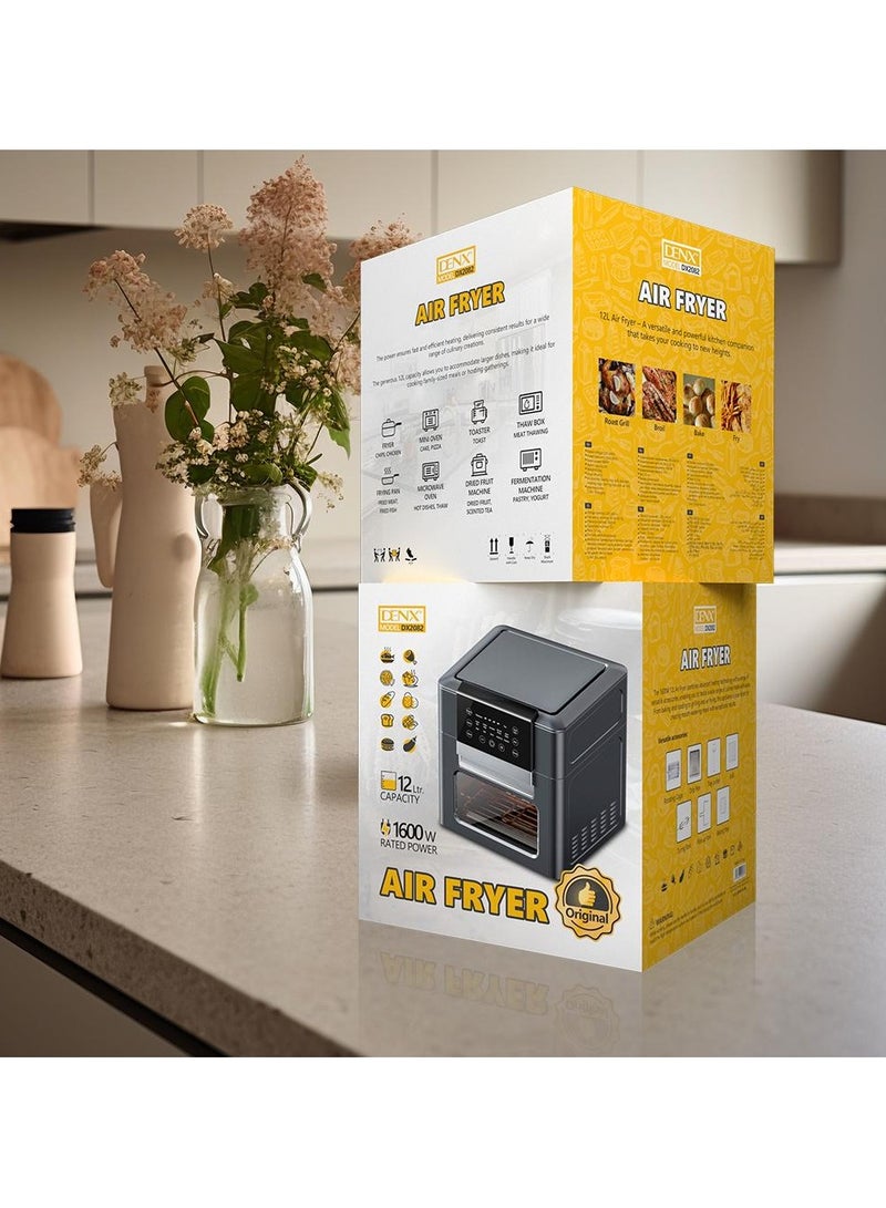Denx Healthy Air Fryer Without Oil For Fry/Grill/Bake/Roast Capacity 12 Liters Power 1600 Watts - Black Color - Image 3