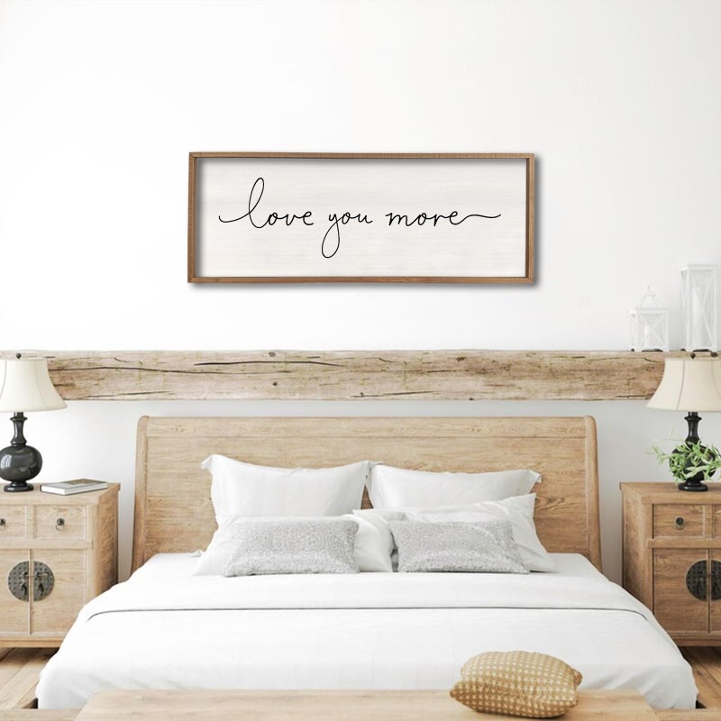 comurdyo Love You More Sign 40''Ã—15'' Master Bedroom Above Over Bed Wall Decor Modern Farmhouse Large Vintage Wood Framed Hanging Over Bed Bedside Wall Art (Wood) - Image 3