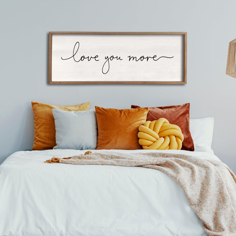 comurdyo Love You More Sign 40''Ã—15'' Master Bedroom Above Over Bed Wall Decor Modern Farmhouse Large Vintage Wood Framed Hanging Over Bed Bedside Wall Art (Wood) - Image 4