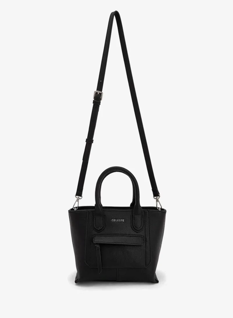 Celeste BLACK Textured Tote Bag With Double Handle for Women | Best Price UAE