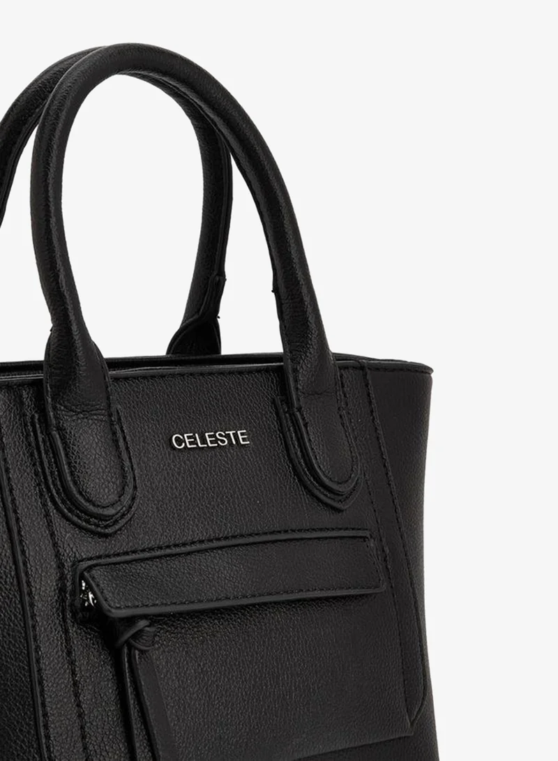 Celeste BLACK Textured Tote Bag With Double Handle for Women | Best Price UAE