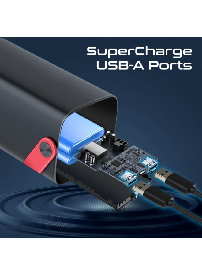 بروميت باور بانك/ محطة طاقة محمولة 80,000 مللي أمبير/ساعة مع USB-C PD بقوة 100 وات، وشحن 4 أجهزة، ومنافذ USB-C وUSB-A، ومدخل Lightning والطاقة الشمسية، وبطارية LiFePO4، ومصباح يدوي LED، ومقبض جلدي، وباور بانك خارجي 80000 mAh - Image 5