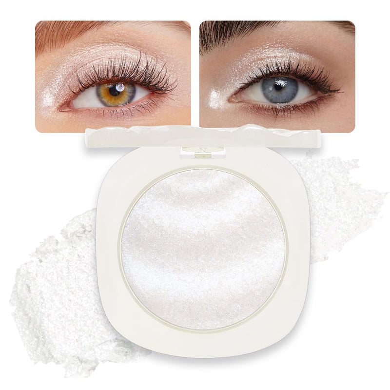 CAKAILA Single Glitter Shimmer White Eyeshadow,Bright High Pigment Intense Monochrome Eye Shadow,Buildable Sparkly Eye Glitter Shimmer Finish,24 Hour Eye Makeup Longwear Waterproof,Blendable 