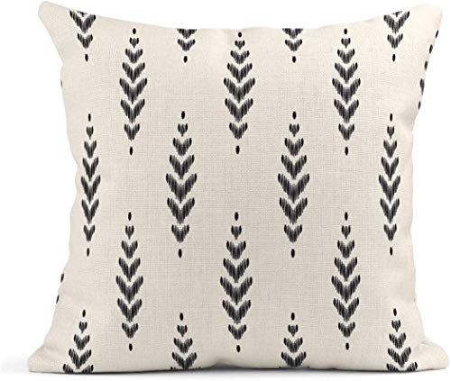 ArtSocket Set of 4 Throw Pillow Covers Ikat Tribal and Boho Bohemian Black Ethnic Herringbone for Ideas Decor Linen Outdoor Pillow Cases Home Decorative Square 16x16 Inches Pillowcases - Image 5