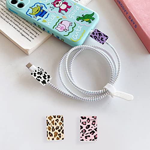 CameCosy Cute Cable Protector for iPhone Type-c Charger, Kawaii Luxurious Leopard Cow Print Pattern 4 pcs Set Cable Protector for Women Girls,Charging Cord Protector,Cable Chomper,Charger Saver - Image 2