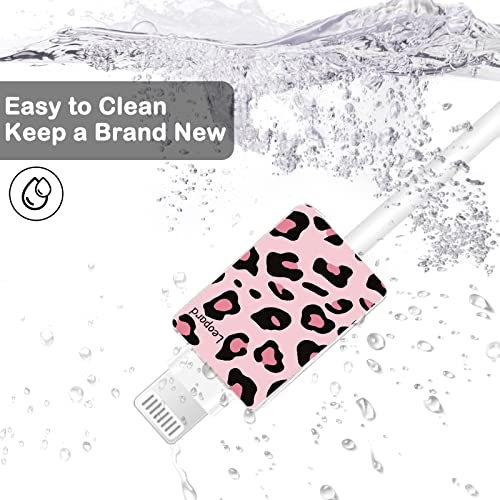 CameCosy Cute Cable Protector for iPhone Type-c Charger, Kawaii Luxurious Leopard Cow Print Pattern 4 pcs Set Cable Protector for Women Girls,Charging Cord Protector,Cable Chomper,Charger Saver - Image 3