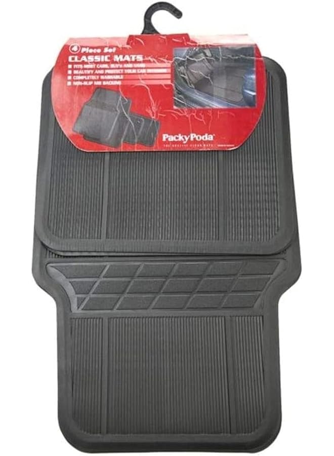 sulfar Universal Car Floor Mat Set Car Front And Rear Foot Pad Mat 4 Pieces All Season Black Car Floor Mat, Front And Rear Foot Pad Mat 4 Pieces All Season Black