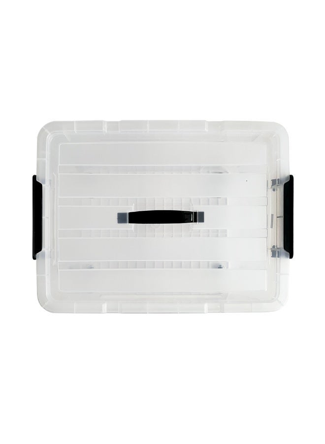 Marcolo Storage Box 43L Transparent Plastic Organizer with Wheels and Lid Multipurpose Storage Container - Image 3