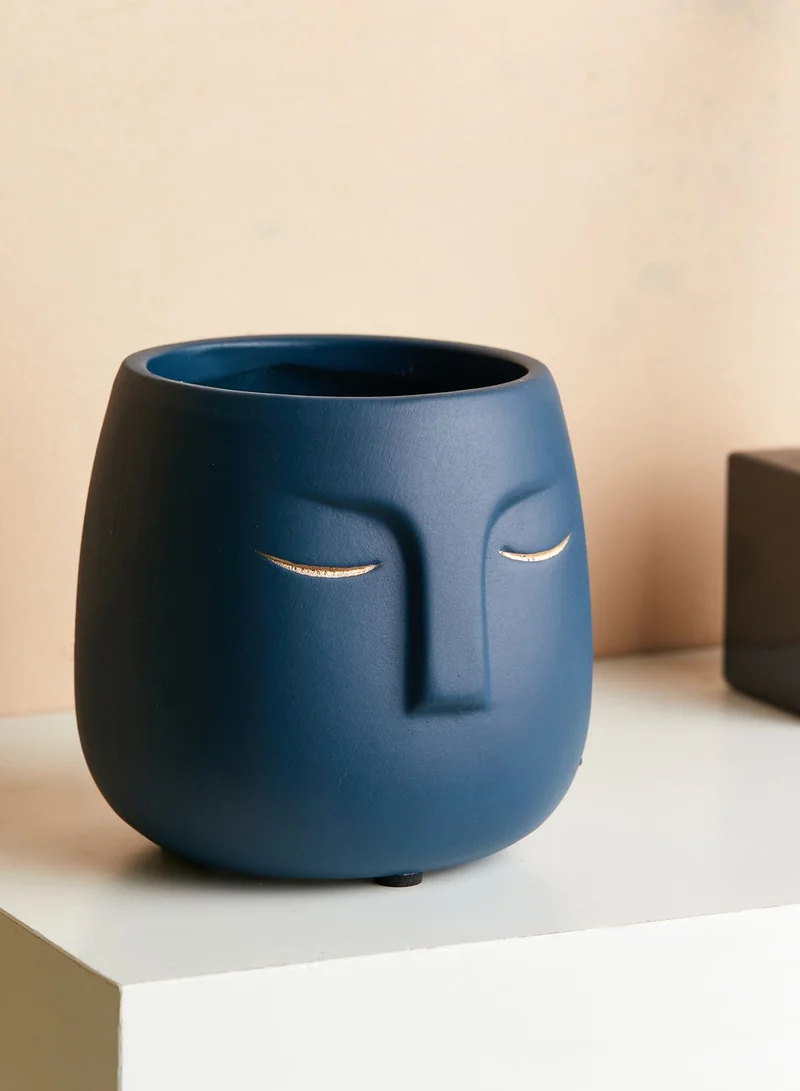 AURORA Navy Ceramic Face Planter