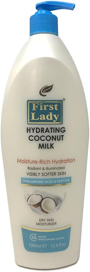 First Lady Hydrating Coconut Milk Hyaluronic Acid Peptide Moisturizing Hand Body Lotion 1000ml Healing Dry Skin