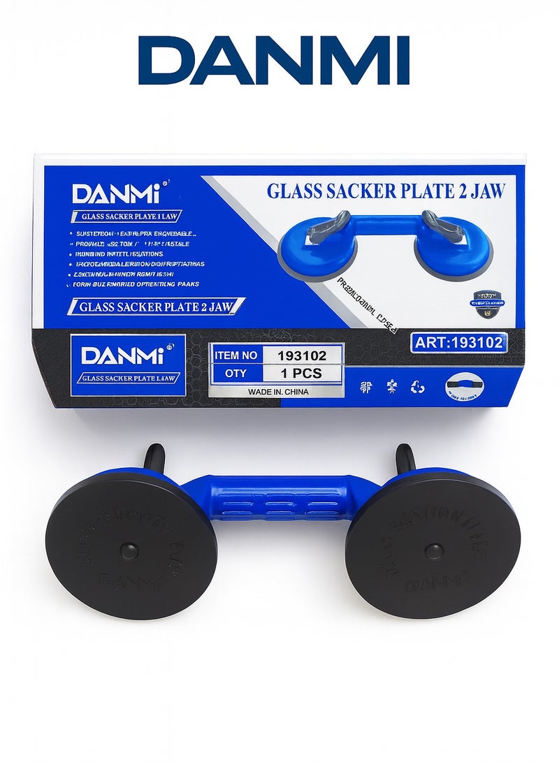 DANMI Double Suction Cup Glass Lifter – Twin Independent Locking Levers – For Glass, Mirrors, Tiles & Smooth Surfaces – Blue/Black – ART:193102 - Image 2