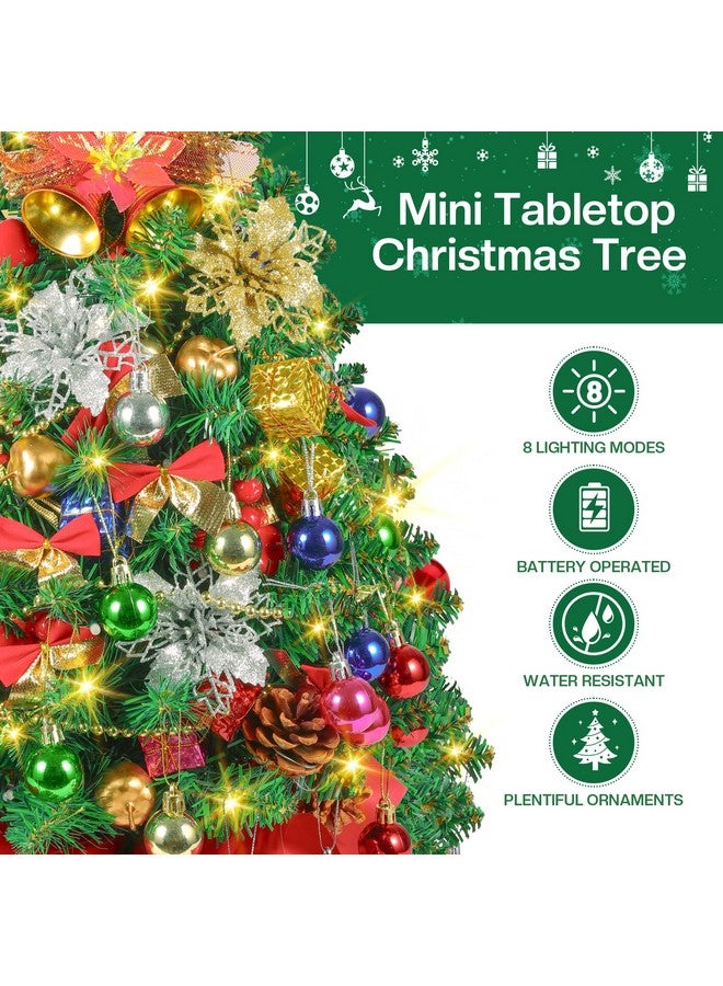 RELPOM 2Ft Mini Christmas Tree, Small Christmas Tree With Lights, Prelit Tabletop Christmas Tree With 100 Branch Tips And 80+ Diy Ornaments, Christmas Decorations Indoor And Gifts For Men Women - Image 1