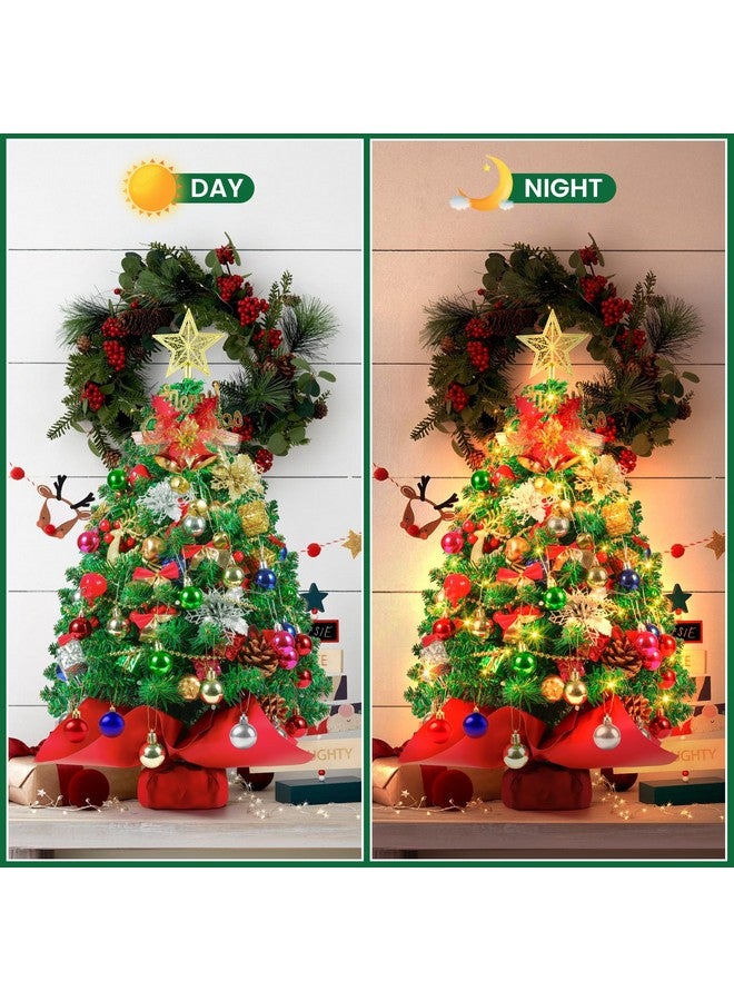 RELPOM 2Ft Mini Christmas Tree, Small Christmas Tree With Lights, Prelit Tabletop Christmas Tree With 100 Branch Tips And 80+ Diy Ornaments, Christmas Decorations Indoor And Gifts For Men Women - Image 3