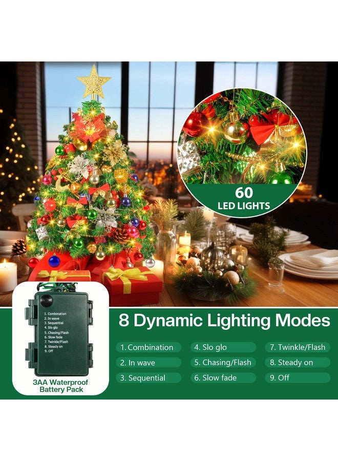 RELPOM 2Ft Mini Christmas Tree, Small Christmas Tree With Lights, Prelit Tabletop Christmas Tree With 100 Branch Tips And 80+ Diy Ornaments, Christmas Decorations Indoor And Gifts For Men Women - Image 2