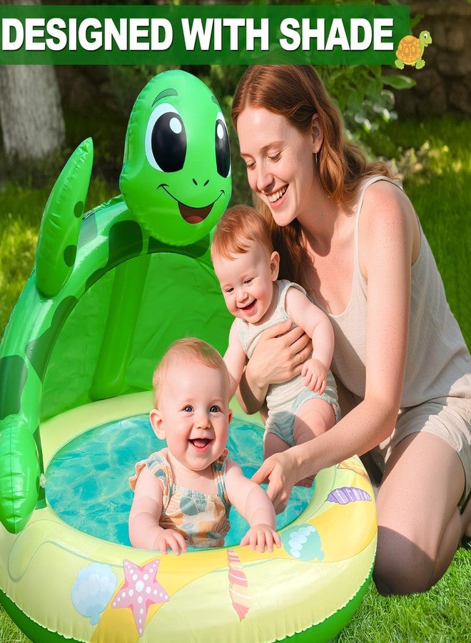 AMENON Baby Pool Toddler Sprinkler Water Play Mat, Turtle Baby Pool Float Sprinkler for Kids- Inflatable Kiddie Pool with Canopy Outdoor Water Toys for Summer Play Center Backyard Water Activity Games - Image 5