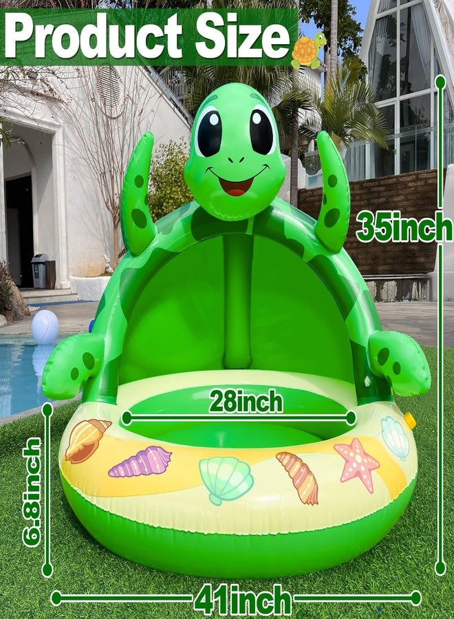 AMENON Baby Pool Toddler Sprinkler Water Play Mat, Turtle Baby Pool Float Sprinkler for Kids- Inflatable Kiddie Pool with Canopy Outdoor Water Toys for Summer Play Center Backyard Water Activity Games - Image 3