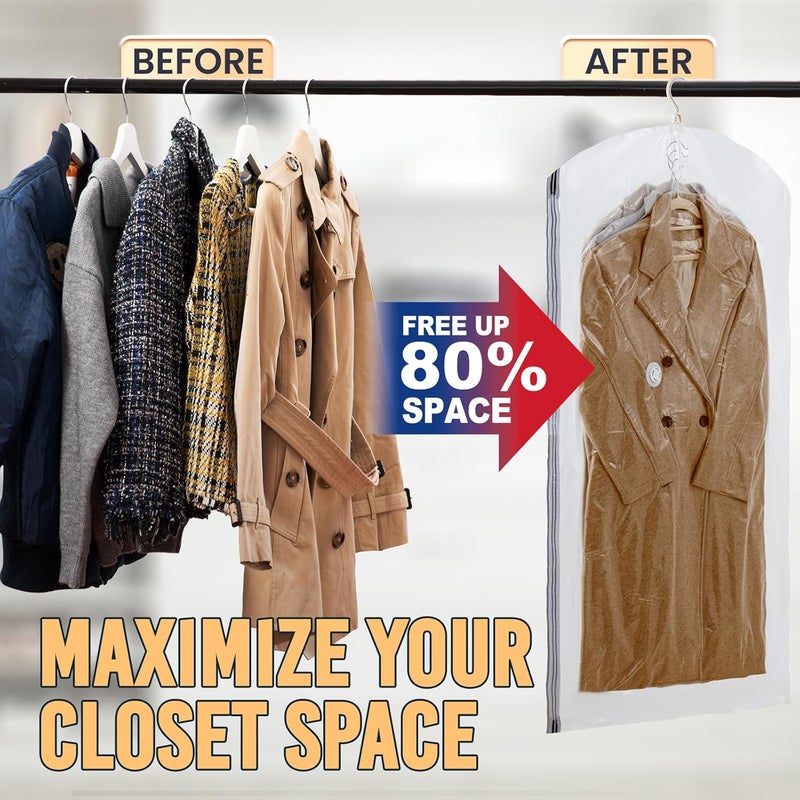 Taili Hanging Vacuum Sealer Suction Space Saver Storage Bags for Clothes with Electric Air Pump And Rolling Slide Clip for Coats, Closet Organizers, 6 Long - Image 2