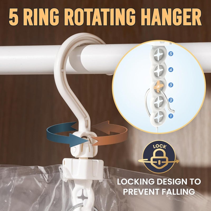 Taili Hanging Vacuum Sealer Suction Space Saver Storage Bags for Clothes with Electric Air Pump And Rolling Slide Clip for Coats, Closet Organizers, 6 Long - Image 5