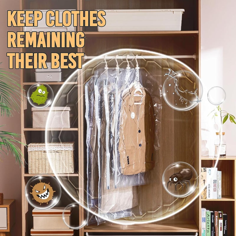 Taili Hanging Vacuum Sealer Suction Space Saver Storage Bags for Clothes with Electric Air Pump And Rolling Slide Clip for Coats, Closet Organizers, 6 Long - Image 4