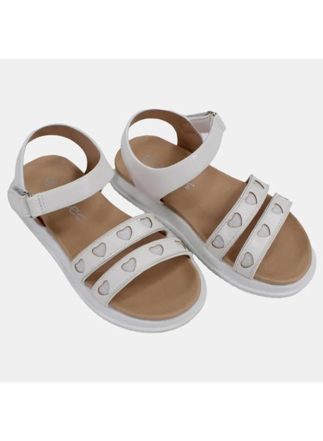 Girls Leather Sandals with Little Hearts - Image 1
