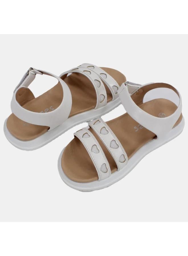 Girls Leather Sandals with Little Hearts - Image 2