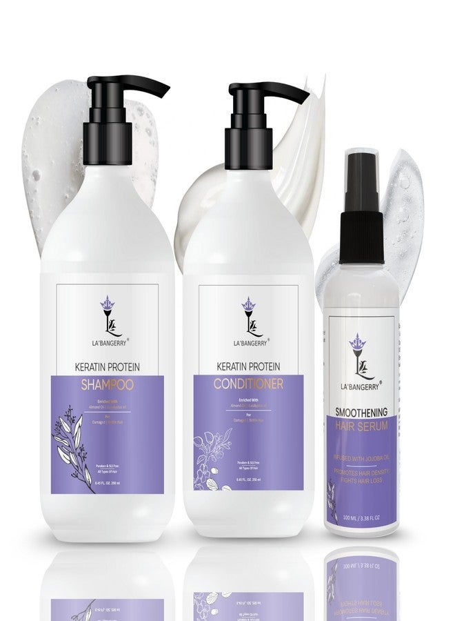 LA'BANGERRY LA’BANGERRY Keratin Protein Hair Care Combo | Shampoo, Conditioner & Serum with Almond Oil & Eucalyptus Oil For Nourishing, Strengthening & Anti-Frizz Formula (Pack Of 3) - Image 1
