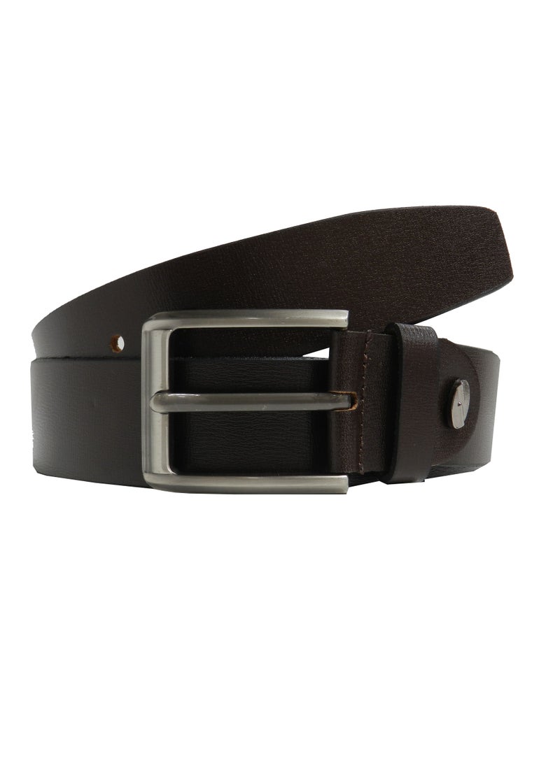 LAVERI LEATHER GENUINE LEATHER 40MM FORMAL AND  AND CASUAL BROWN BELT FOR MENS - Image 1