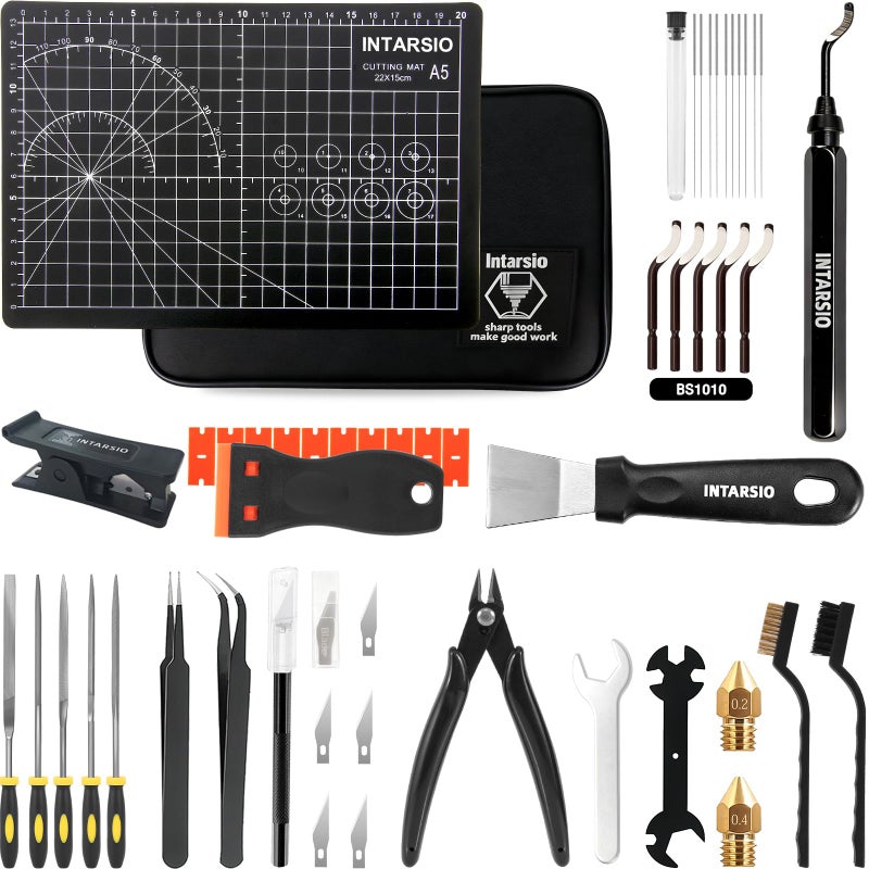Intarsio 52inOne 3D Printer Tools Kit Professional 3D Printer Accessories Maintenance Set for All FDMSLA Printers Deburring Tool 3D Printer Nozzles Scrapers Files Set PTFE Tube Cutter Storage Bag - Image 2