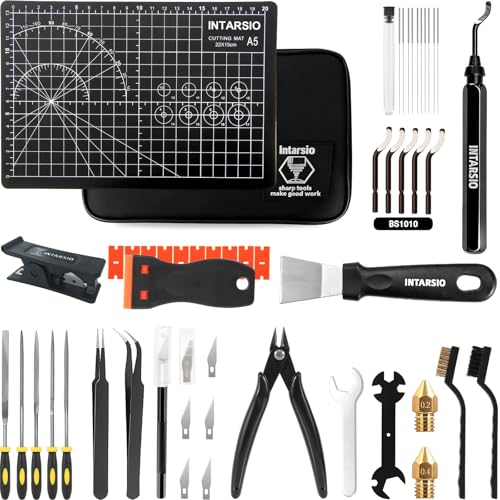 Intarsio 52inOne 3D Printer Tools Kit Professional 3D Printer Accessories Maintenance Set for All FDMSLA Printers Deburring Tool 3D Printer Nozzles Scrapers Files Set PTFE Tube Cutter Storage Bag - Image 1