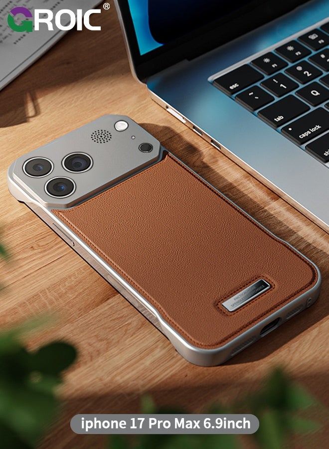 GROIC iPhone 17 Pro Max Case,Luxury Aromatherapy Pu Leather Magnetic Slim Phone Case,Magnetic iPhone 17 Pro Max Phone Cover,Frameless Minimalist Design iPhone 17 Pro Max Phone Shell 6.9inch - Image 1