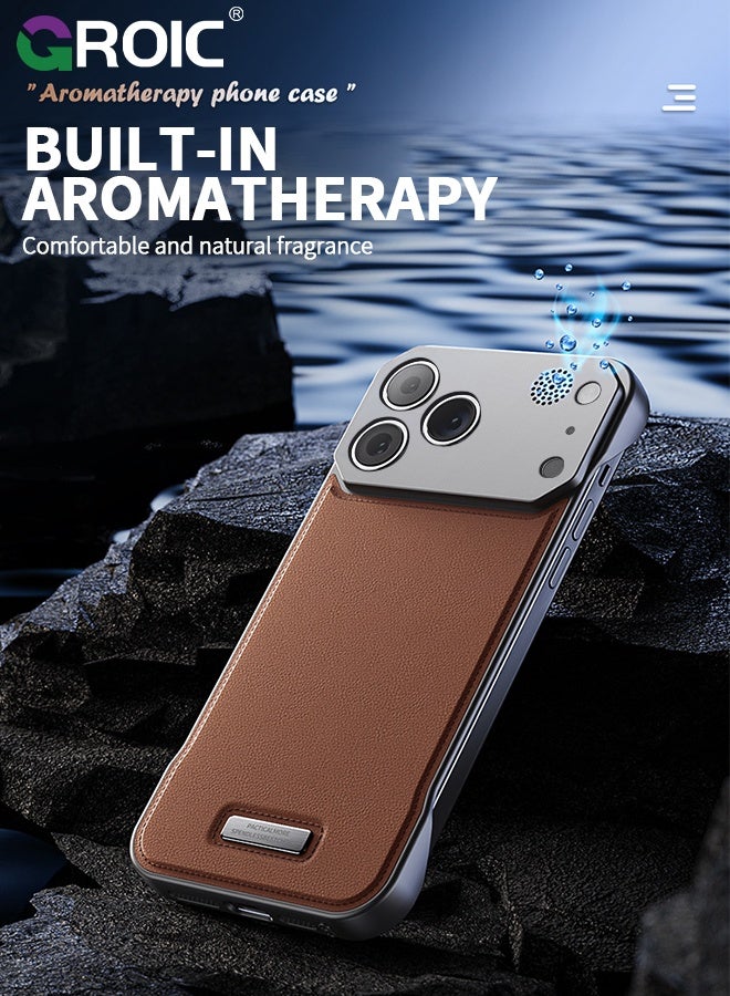 GROIC iPhone 17 Pro Max Case,Luxury Aromatherapy Pu Leather Magnetic Slim Phone Case,Magnetic iPhone 17 Pro Max Phone Cover,Frameless Minimalist Design iPhone 17 Pro Max Phone Shell 6.9inch - Image 3