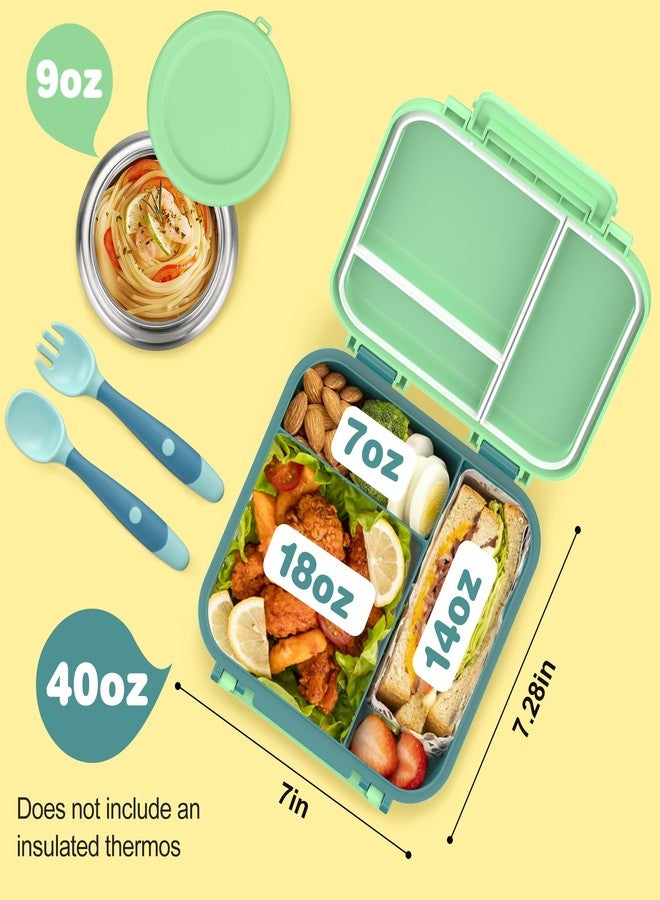 JOOPETALK Bento Lunch Box for Kids with 9oz Thermo, Leak-proof Lunch Containers with 3 Compartments,Kids-friendly Size,Durable/Dishwasher Safe Lunch Box for School Outdoors-Green - Image 4