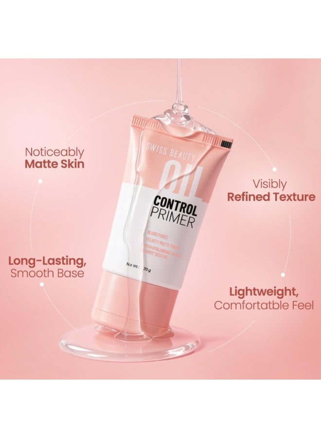 Swiss Beauty Oil Control Face Primer – Matte Finish, Pore Minimizer & Oil Control Primer for Oily Skin – Hyaluronic Acid, Carrot Seed Oil – Vegan, Cruelty-Free, Paraben-Free – 30g - Image 3
