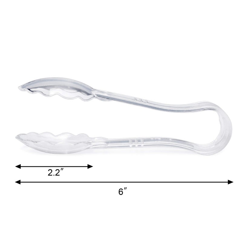 New Star Foodservice Utility Tong, High Heat Plastic, Scalloped, Set of 12 (6-Inch, Clear) - Image 3