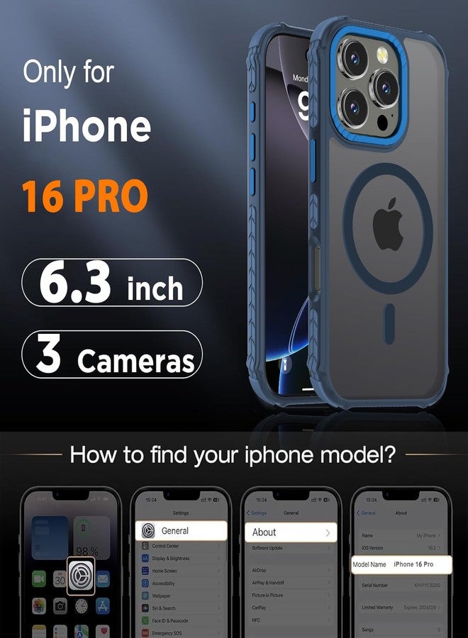 DEERLAMN Strong Magnetic Case for iPhone 16 Pro 6.3-Inch,[Compatible with Magsafe] Translucent Matte Slim Shockproof Protective Phone Cover for Women Men-Forest Blue - Image 2