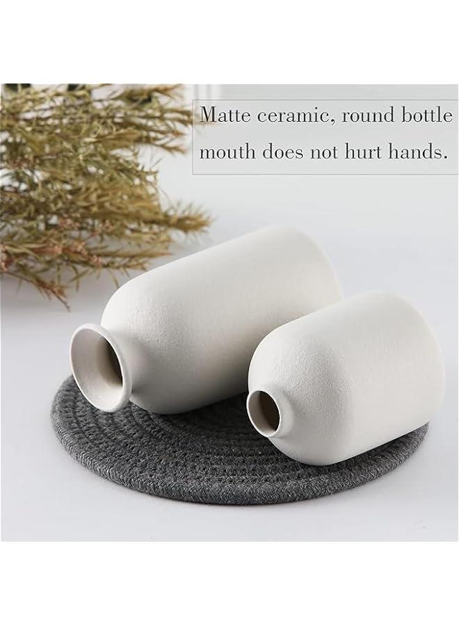 HOOKOR Ceramic vase Set of 3, Small White Flower vases for Decor, Modern Home Decor, Vases for Decor, Pampas Grass Vase, Dried Flowers Vases,Living Room,Table Shelf, Centerpieces Decoration - Image 3