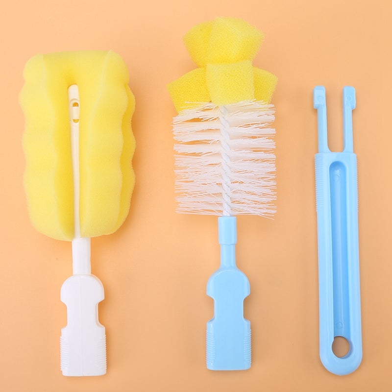 6Pcs Baby Bottle Nipple Brush Suit Set Flexible Rotating Sponge Head Cleaning Kit Blue - Image 3