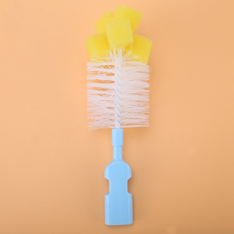 6Pcs Baby Bottle Nipple Brush Suit Set Flexible Rotating Sponge Head Cleaning Kit Blue - Image 4