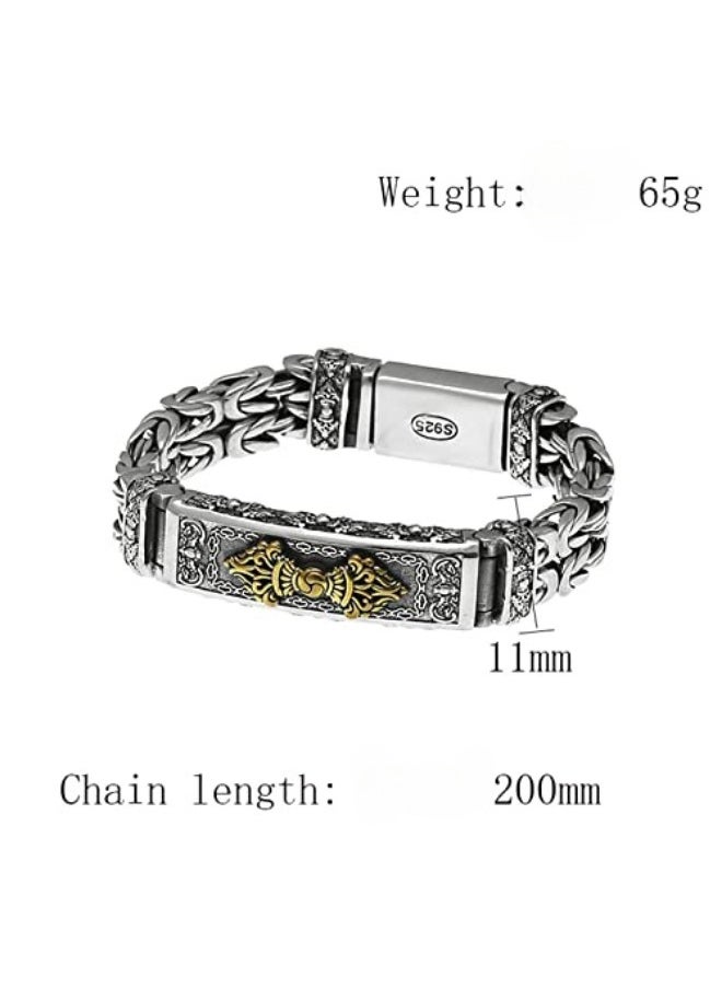 Generic - New Simple and Elegant Men's Bracelet Silver Hand-woven Chain - Image 1