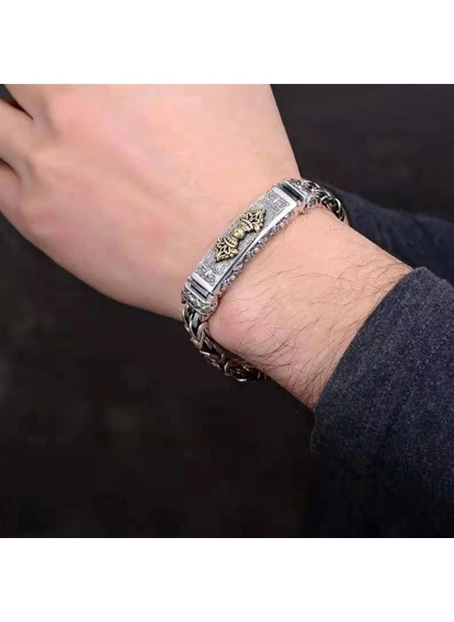 Generic - New Simple and Elegant Men's Bracelet Silver Hand-woven Chain - Image 1
