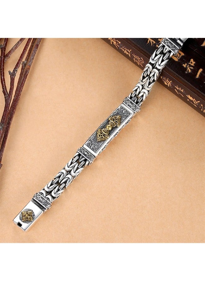 Generic - New Simple and Elegant Men's Bracelet Silver Hand-woven Chain - Image 1