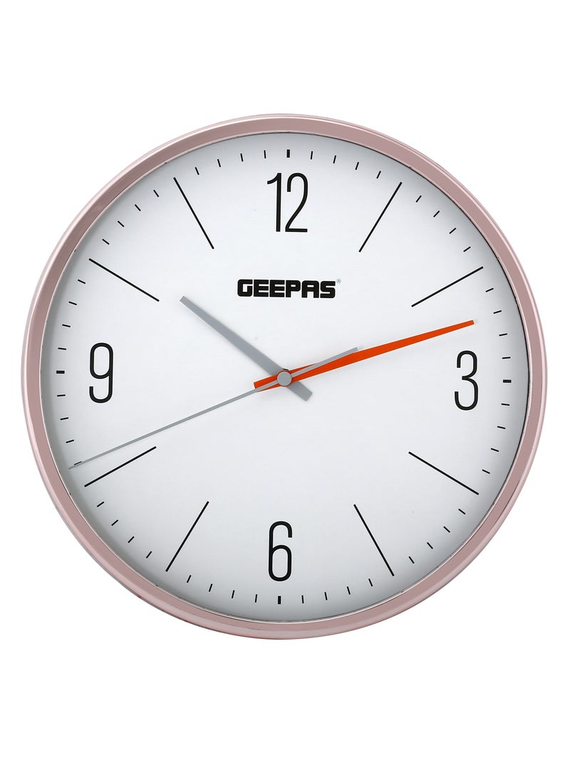 GEEPAS Geepas Wall Clock - Silent Non-Ticking, Glass cover, Large Numeral Clock, Round Decorative Wall Clock for Living Room, Bedroom, Kitchen| 2 Years Warranty| GWC26015  - Image 1